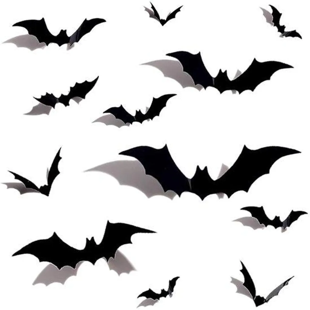 Lot de 16 Chauves-souris en PVC Décoration Halloween Extérieur Étanche