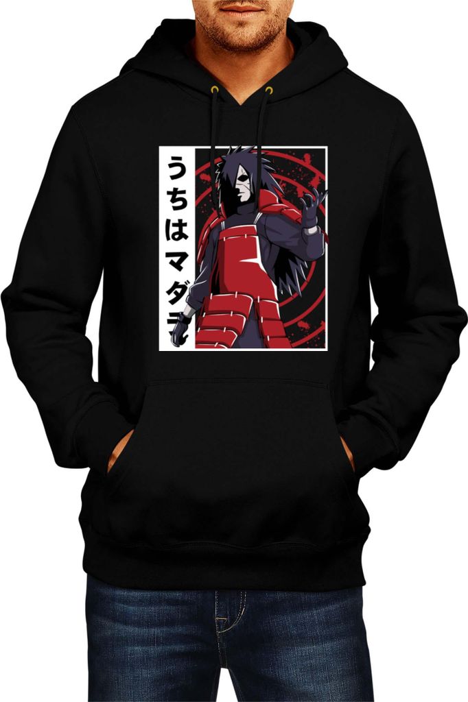 Herren Kapuzenpullover Naruto Madara Uchiha 02, Man 2XL / Schwarz