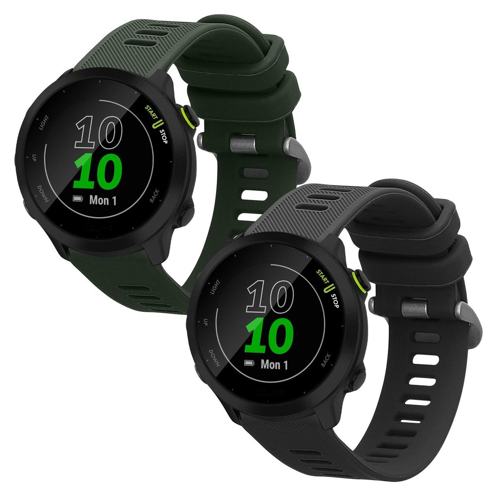 kwmobile 2x Uhrenarmband für Garmin Forerunner 55 / Forerunner 165 / 245 / 645 / 570 42mm Armband - Fitnesstracker Band Set aus TPU Silikon -