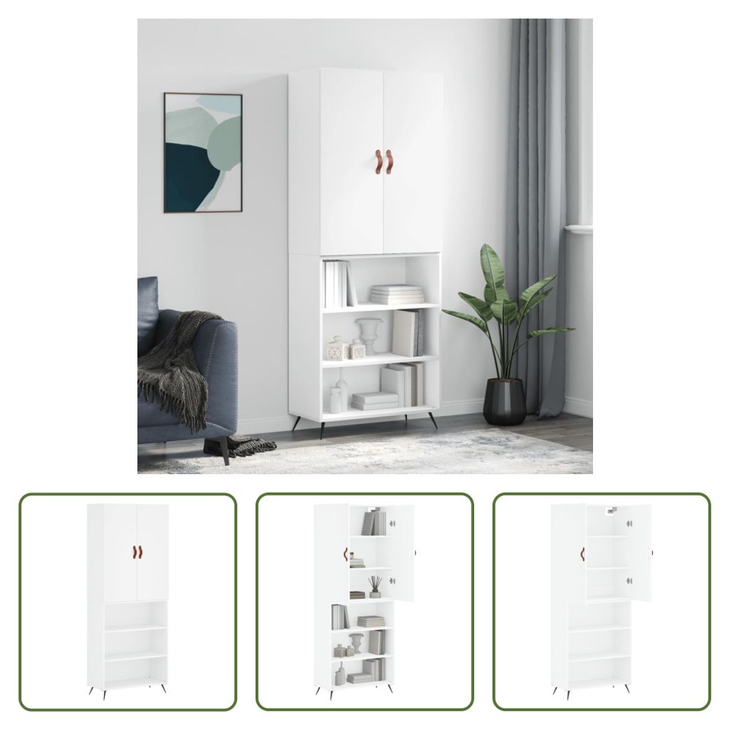 The Living Store Highboard Weiß 69,5x34x180 cm Holzwerkstoff