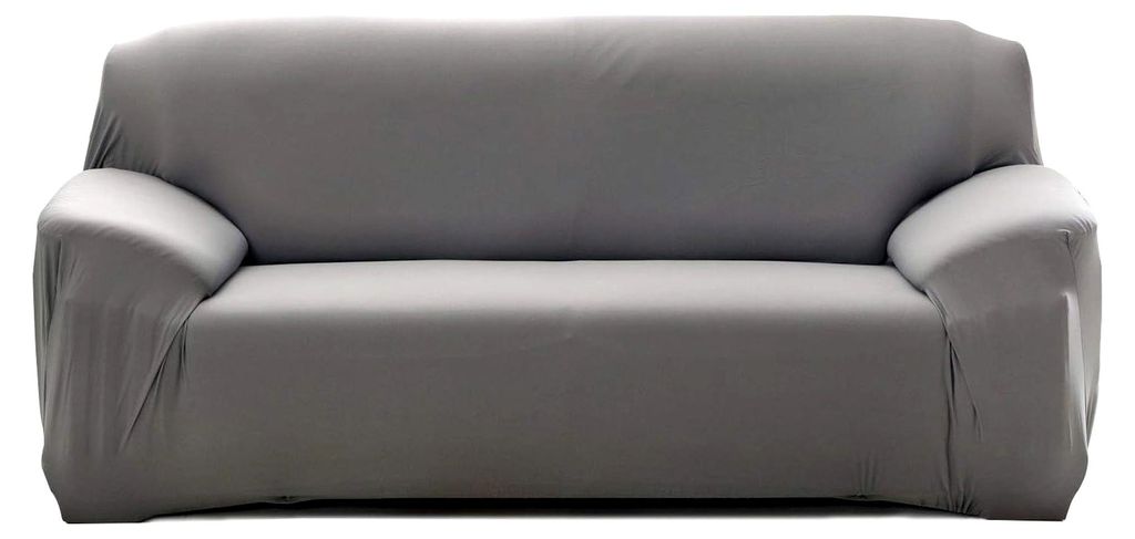 Elastischer Sofabezug für 1 Sitzer, 2 Sitzer, 3 Sitzer und 4 Sitzer, Stretch Sofahusse für Sofas mit Armlehne (4 Sitzer, Grau)