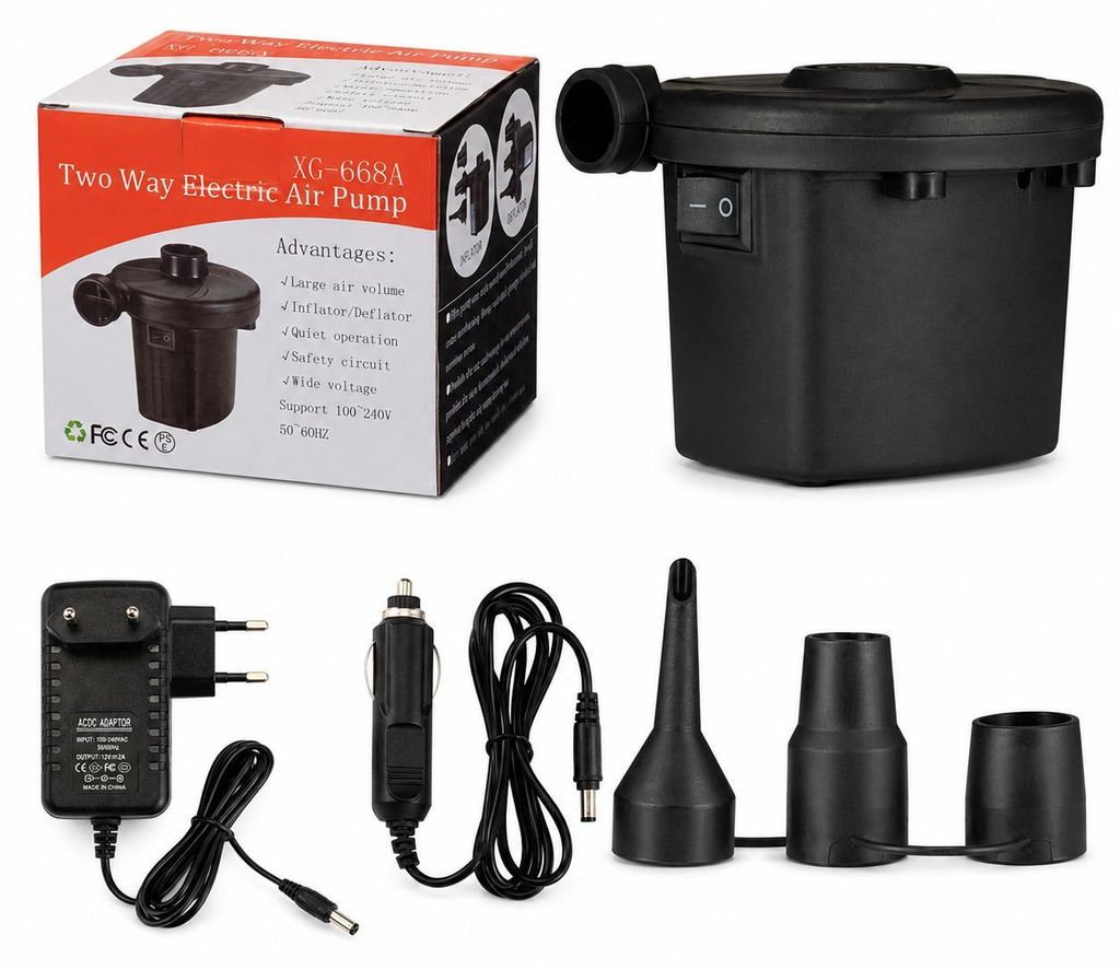 Elektrische Luftpumpe für Zuhause & Pool, 110–240V, schnelle Luftmatratze Pumpe, Aufpumpen & Entlüften für Schwimmring, Bad & Garten