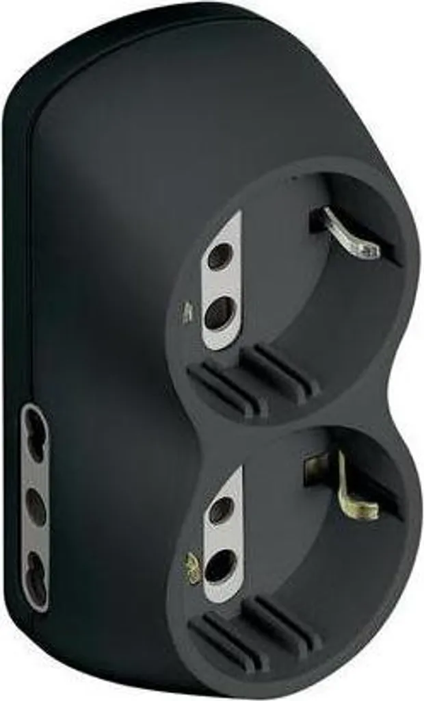 Bticino S3614G Adaptateur de fiche secteur anthracite standard italien