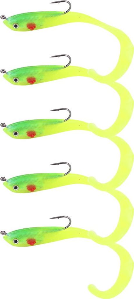 5pcs Fish Lurer Lurers Künstlich gefälschter Köder weicher Seebassfischerei Tackle mit Haken SO050-1
