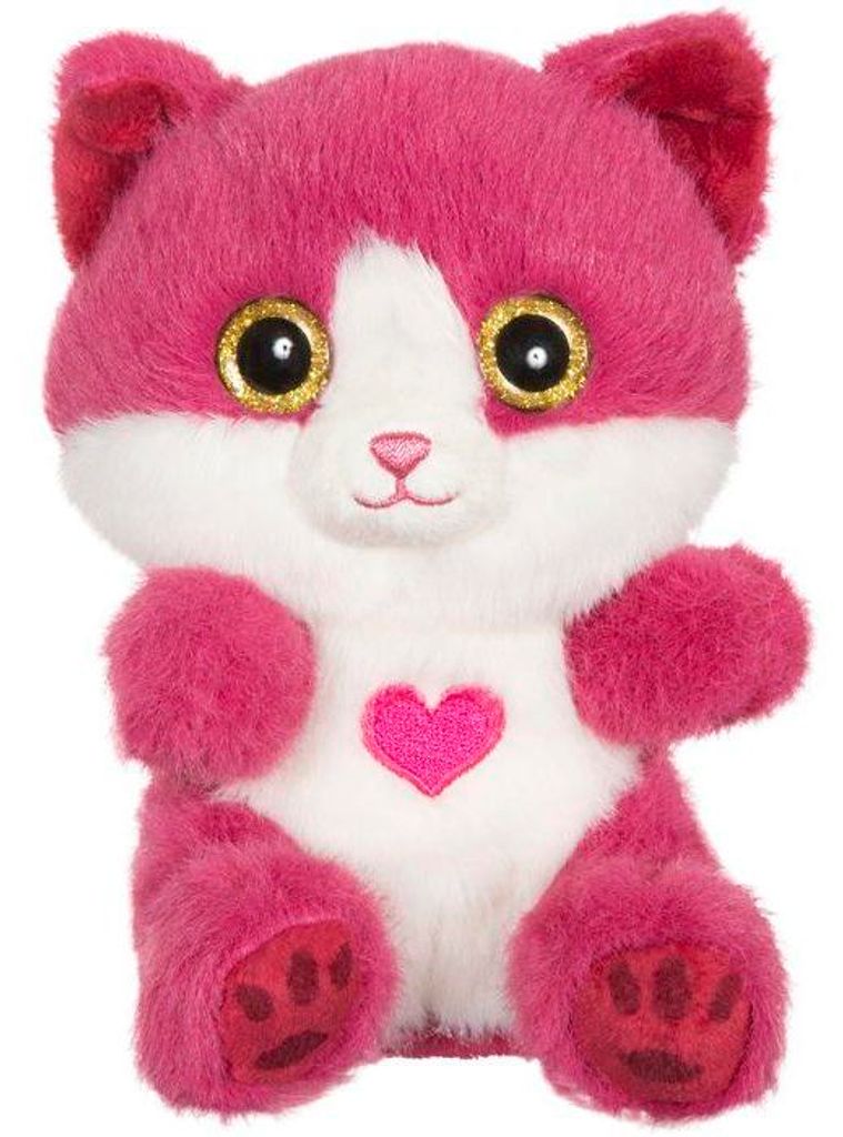 Plüschtier Katze Cutydoo Love Chat, 13 cm, Himbeerrosa, Weiche Textur, Glitzernde Augen
