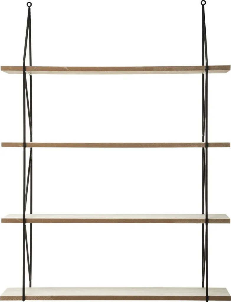 Étagère murale industrielle 81x60 cm bois marron et métal noir - 3 niveaux