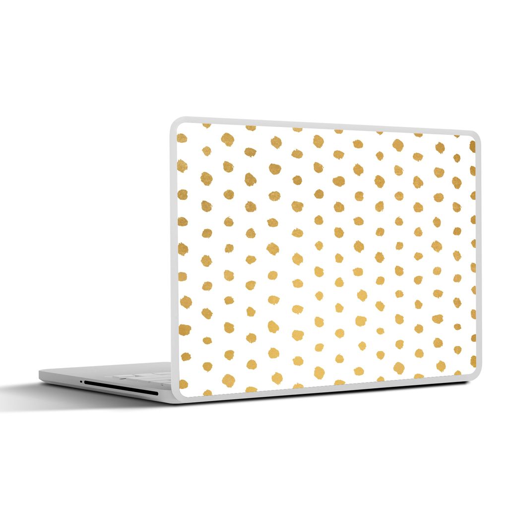 MuchoWow Laptop Aufkleber Sticker Cover Gold - Weiß - Tupfen - Muster 25x18 cm - Laptop-Deko