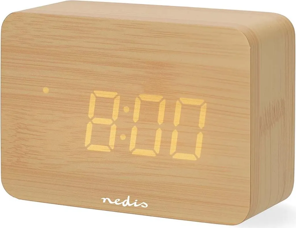 Réveil LED bois affichage température et mode Snooze pour bureau design