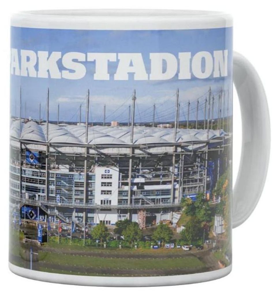 HSV Fan Tasse mit dem Volksparkstadion als Motiv Produktbild 