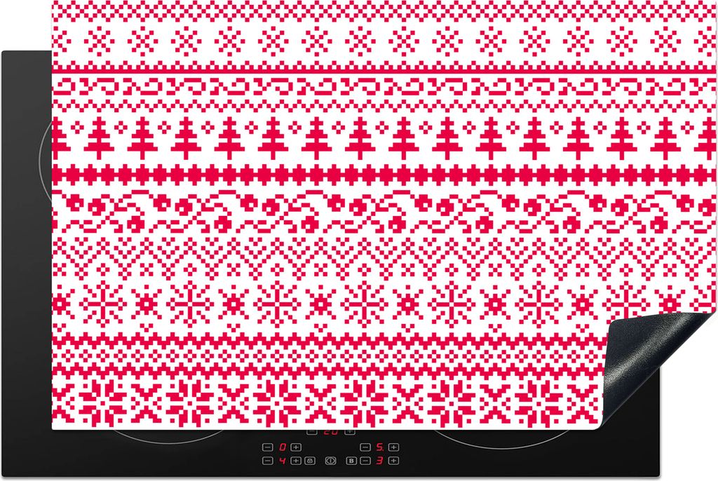 KitchenYeah Herdabdeckplatte Weihnachten - Muster - Baum , 81x52cm, Küche Deko, Ceranfeld Herdabdeckung, Abdeckplatte fùr Kochfeld