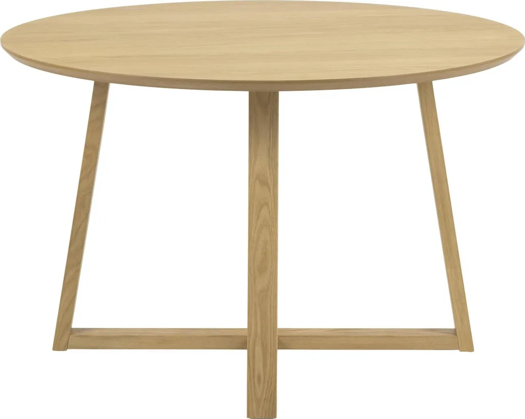 Table à manger Malika Ø120 cm, finition chêne clair et plateau robuste - 2
