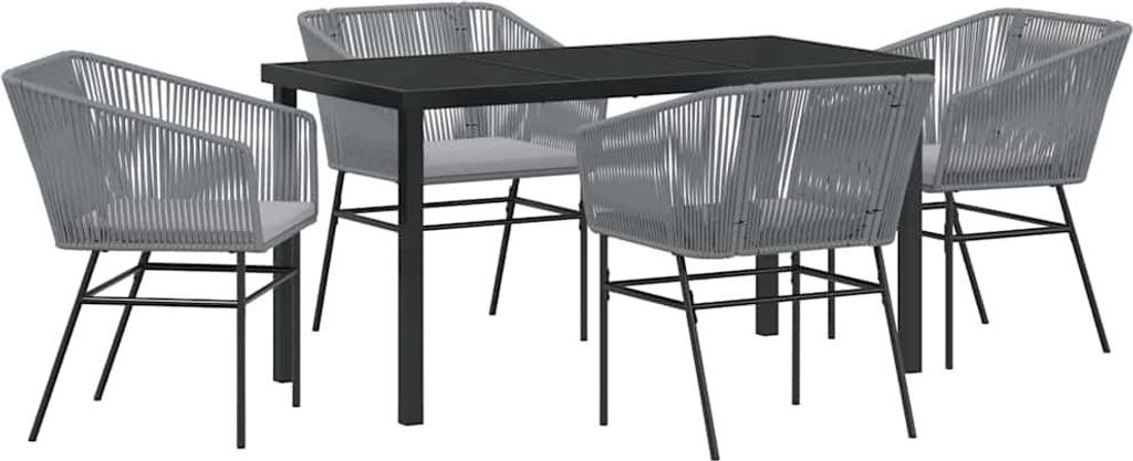 Garten Essgruppe 5 pcs Grau Pulverbeschichteter Stahl