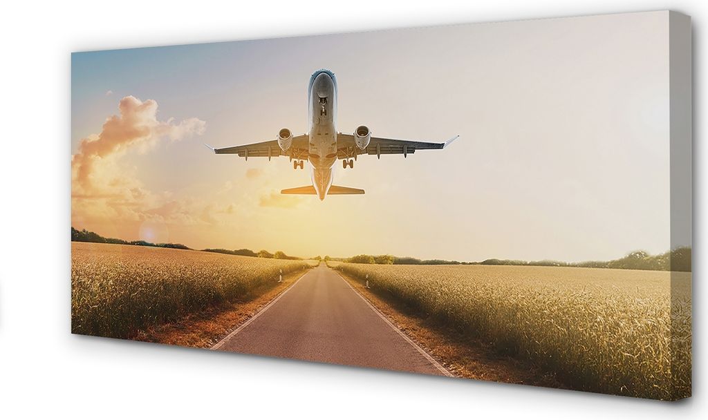 Leinwandbild 120x60 Wandkunst Flugzeug nach Westen Stadt