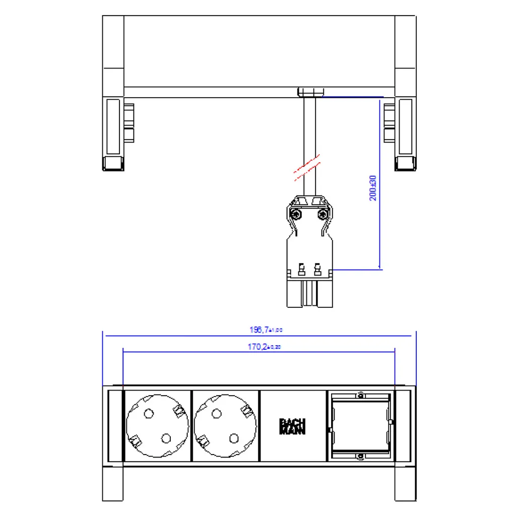 Solution Connectique Bureau BACHMANN DESK 3 Prises Fixation 10 cm - 3