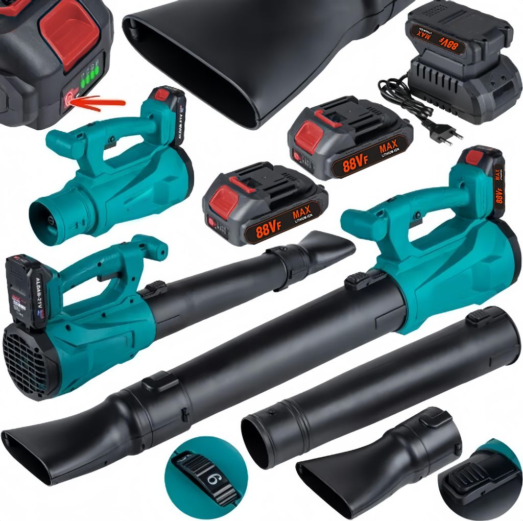 Blattgebläse,elektrisches,kabelloses Blattgebläse mit 2 Batterien und Ladegerät,6-Gang -Modus,Blower Elektrowerkzeugkit,Terrassenreinigung,Rasen...