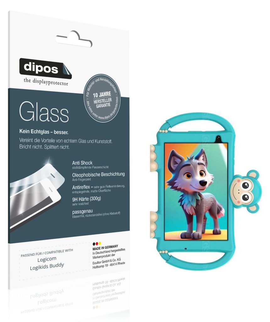 2x Schutzfolie für Logicom Logikids Buddy matt - Anti-Shock 9H Folie dipos Glass Kunststoffglas