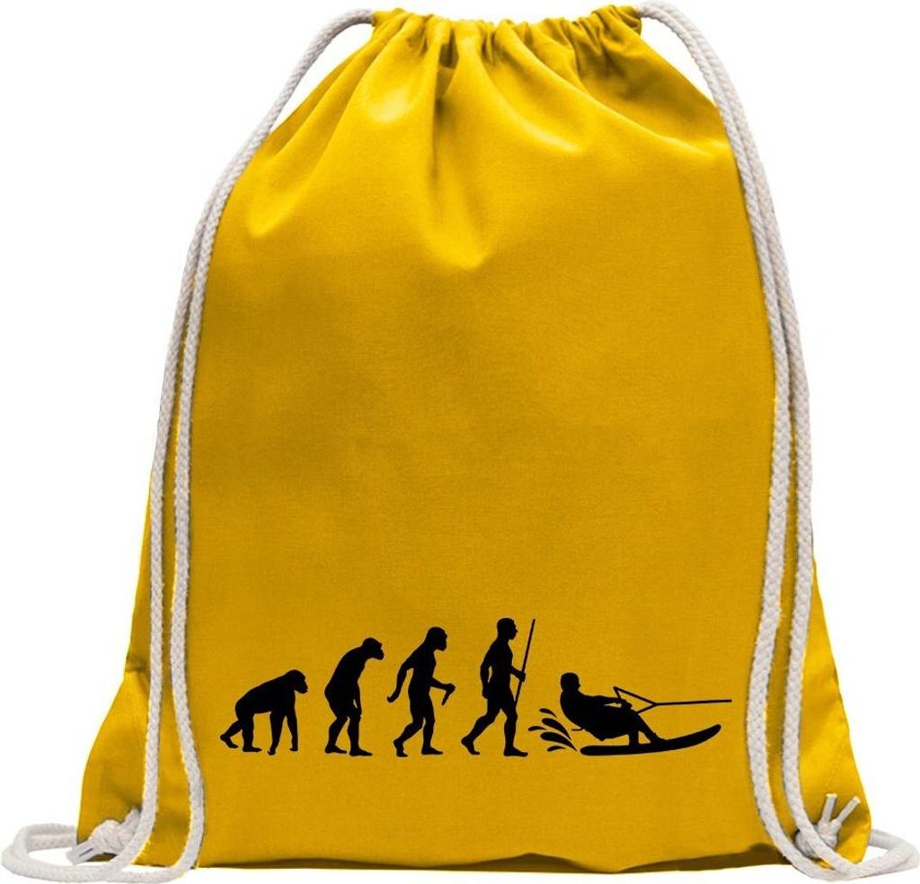Kiwistar - Turnbeutel - gelb - Wakeboarden Ski Evolution - Fun Rucksack Sport Beutel Gymsack Baumwolle mit Ziehgurt