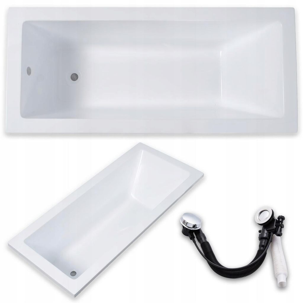 Rechteckige weiße Badewanne Valencia ACRYL RECHTS/LINKS 170 x 70 Siphon Automat