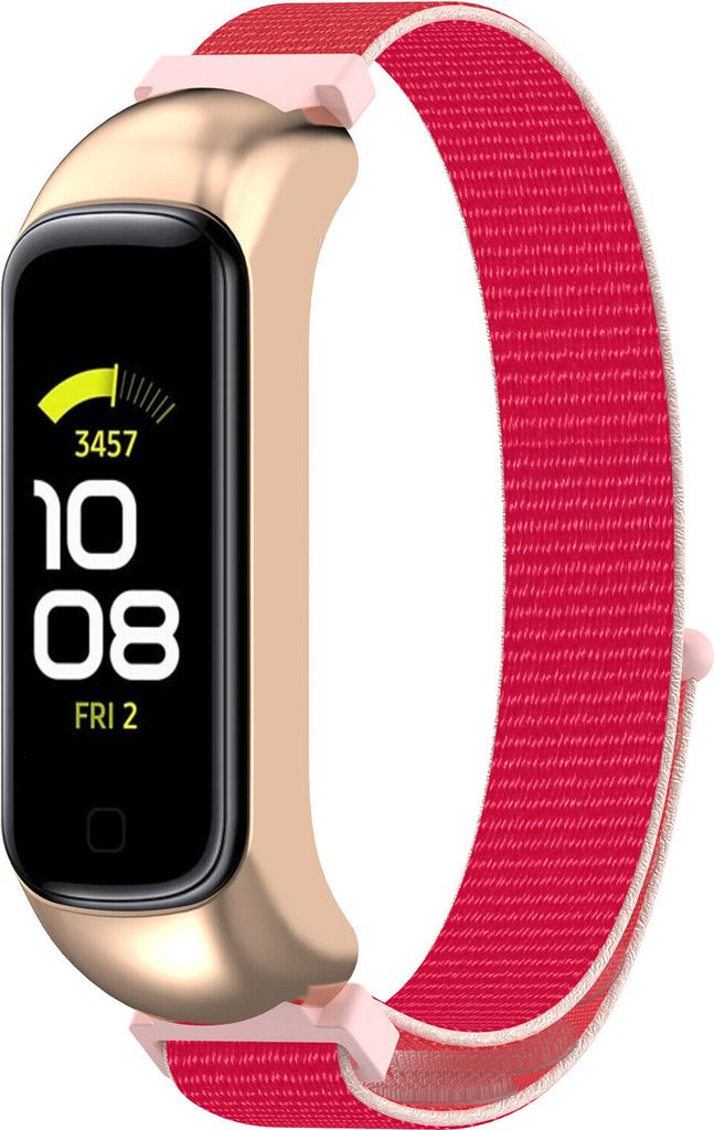 Strap-it Samsung Galaxy Fit 2 Nylon Armband (Rot-Pink)