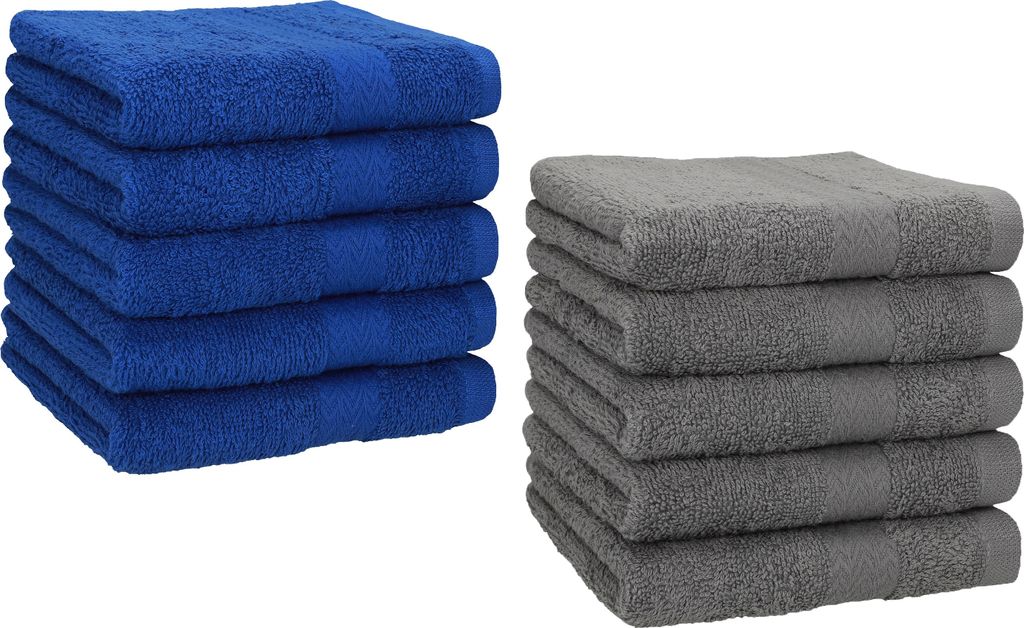 Betz 10 Stück Seiftücher 30x30 cm PREMIUM 100% Baumwolle Farbe: royalblau und anthrazit