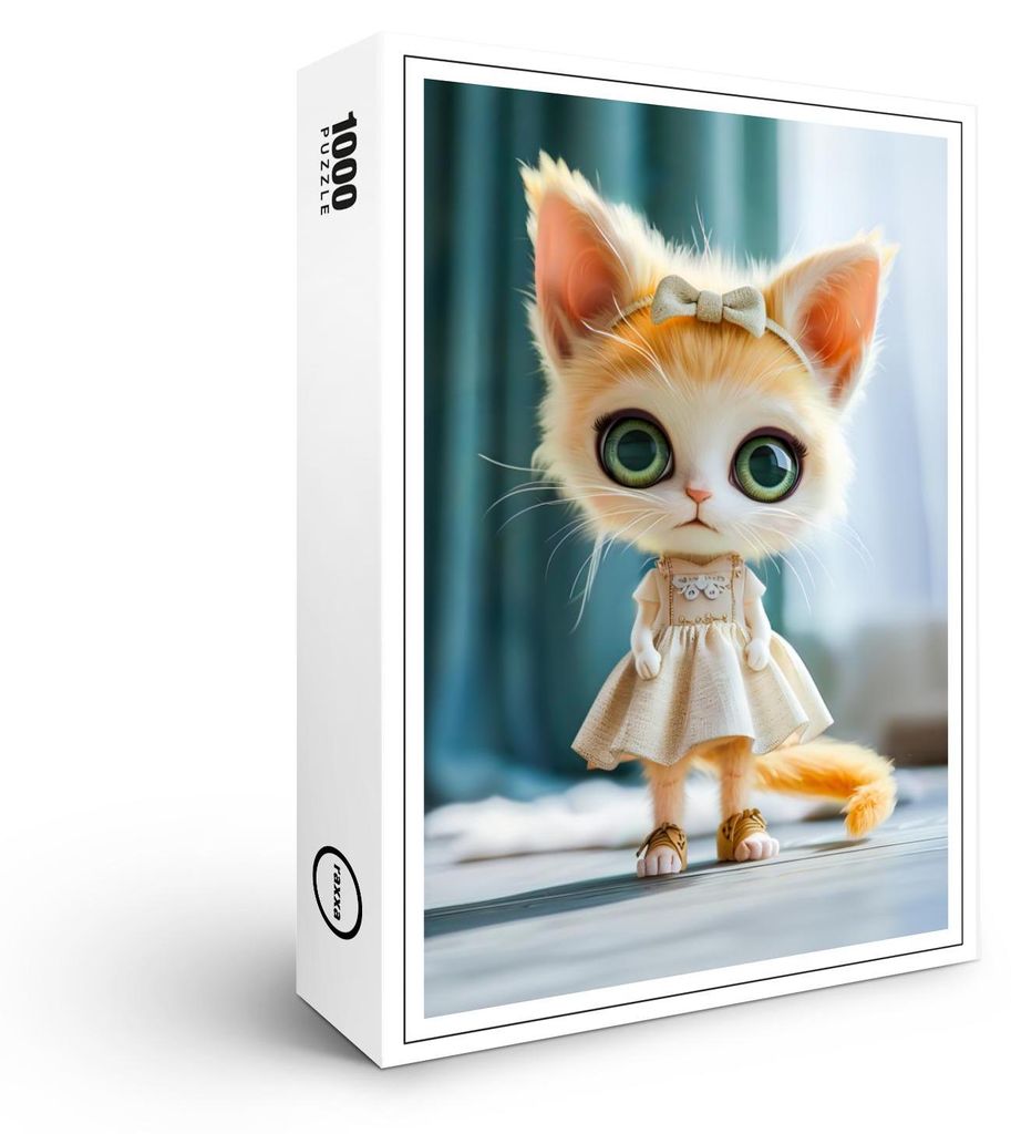 raxxa Premium-Puzzle "Kitten in White Dress Indoors", 1000 Teile