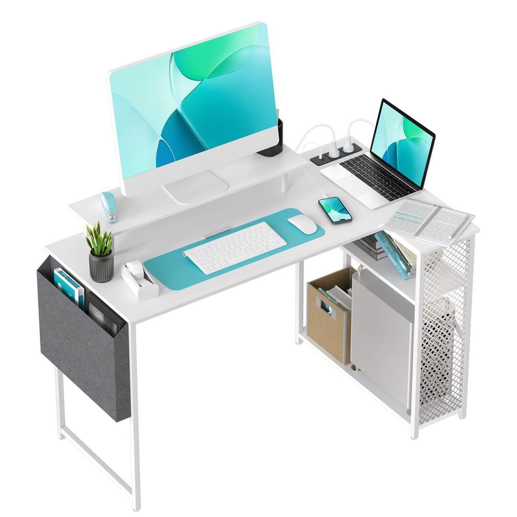 120x70cm L-förmiger Schreibtisch mit Steckdosen, Gaming Produktbild 
