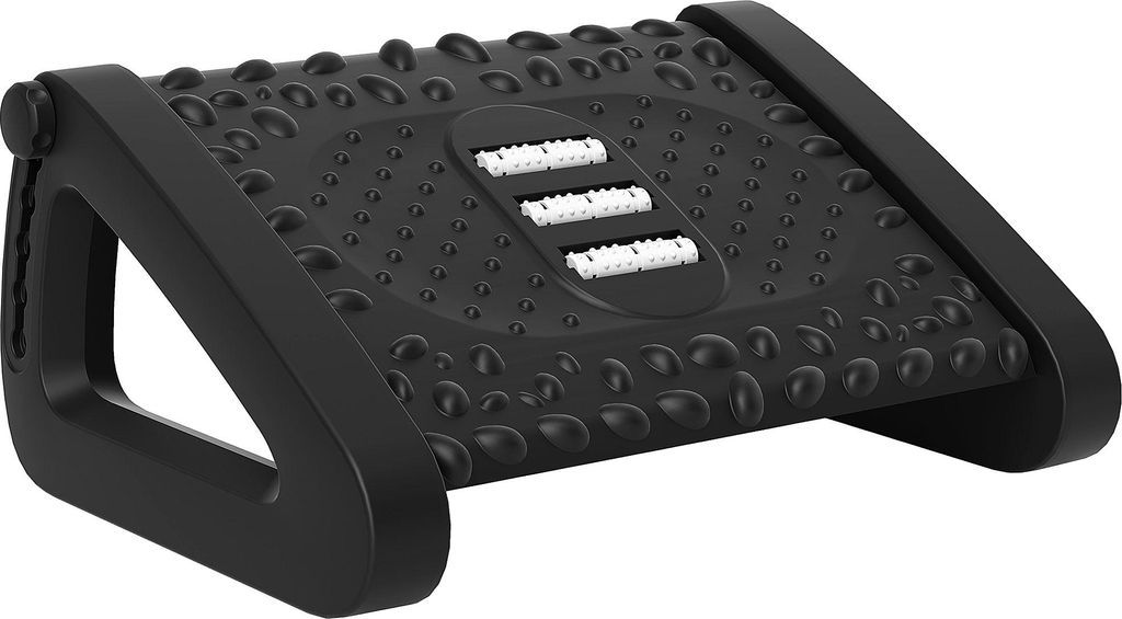 Fußstütze Schreibtisch 6 Stufig Höhenverstellbar Fußablage mit Massageoberfläche, Ergonomische Fußstütze für Homeoffice, Büro, Schwarz, Sc...