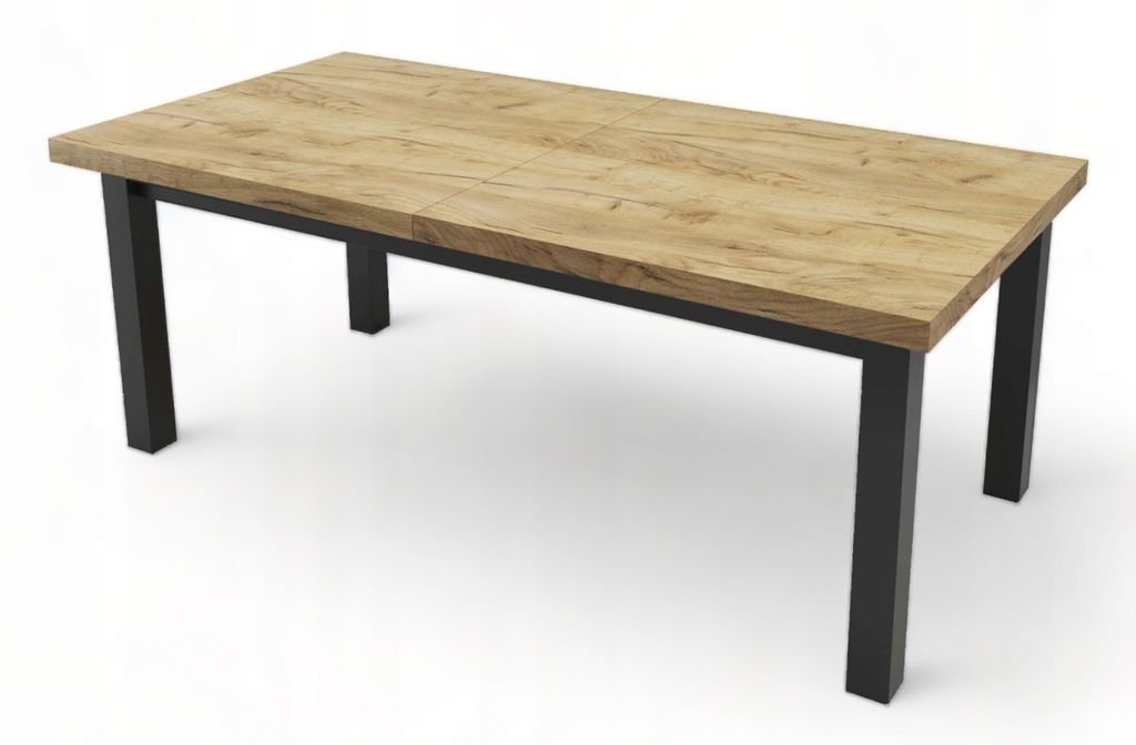 Rechteckiger Tisch Schwarz + Eiche ARTISAN klappbar 80x140/180 Holzbeine