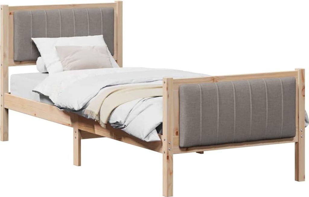 Bettgestell Braun und Taupe 80 x 200 cm Massivholz Kiefer