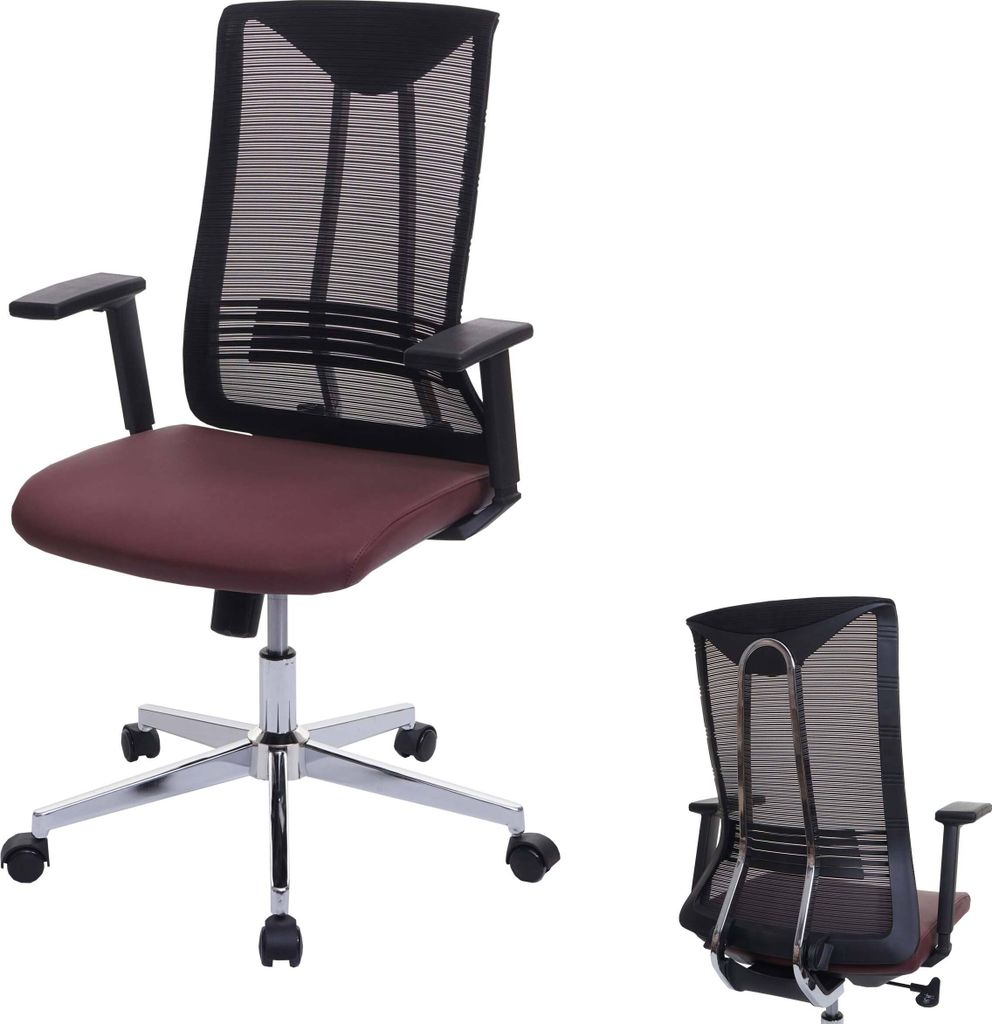 Bürostuhl HWC-J53, Drehstuhl Schreibtischstuhl, ergonomisch Kunstleder bordeaux-rot