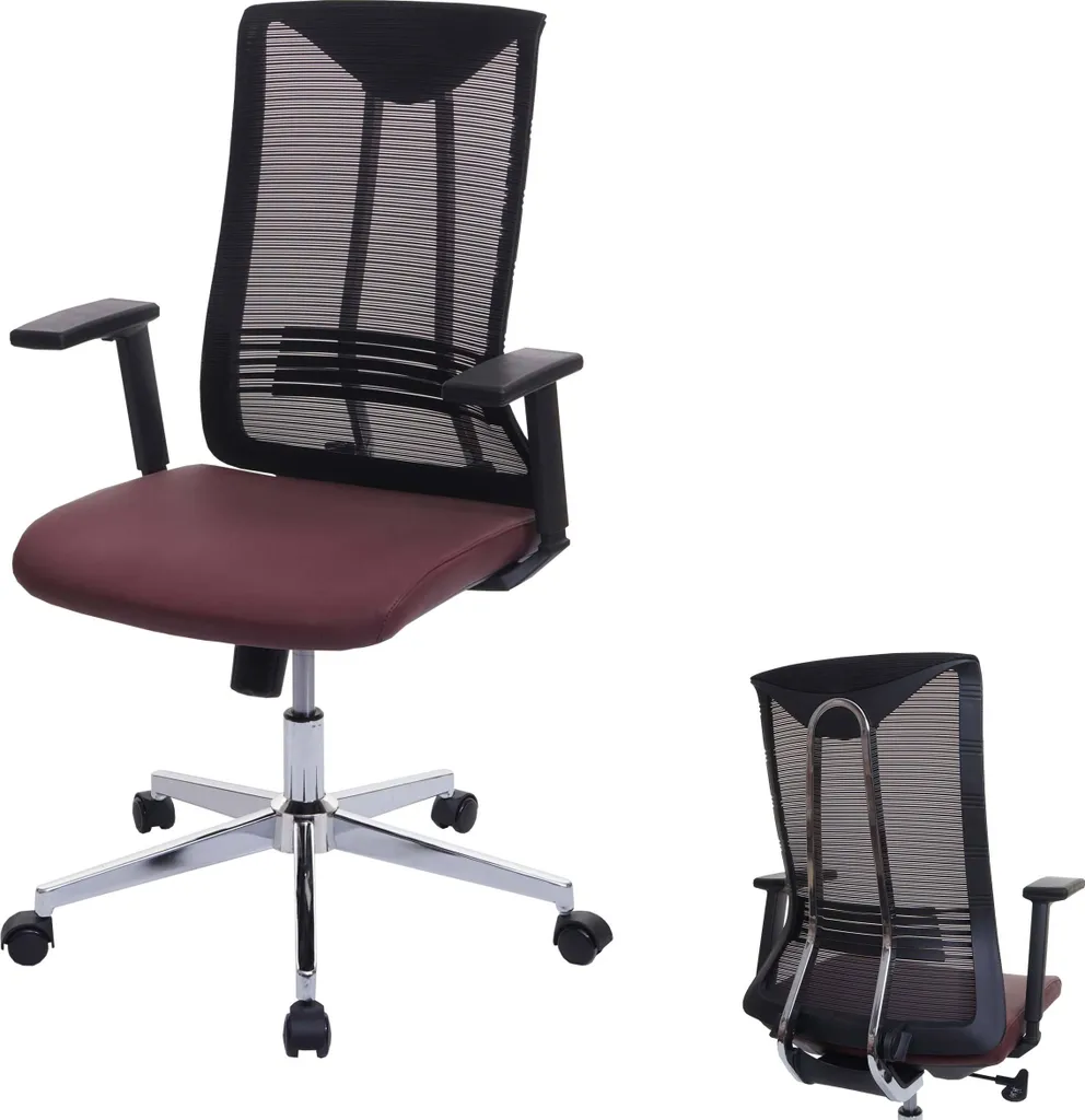 Chaise de bureau pour télétravail HWC-J53 ergonomique bordeaux-rouge