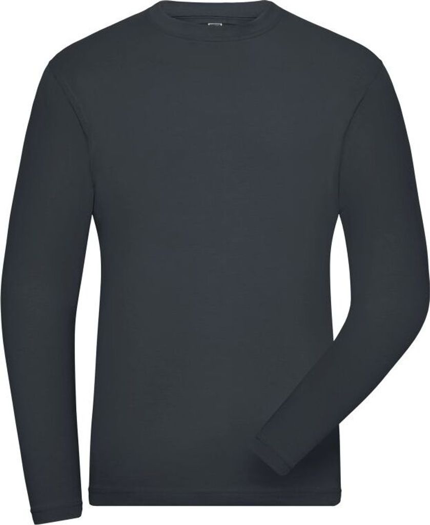 Langarm Shirt aus weichem Elastic-Single-Jersey carbon, Gr. 4XL