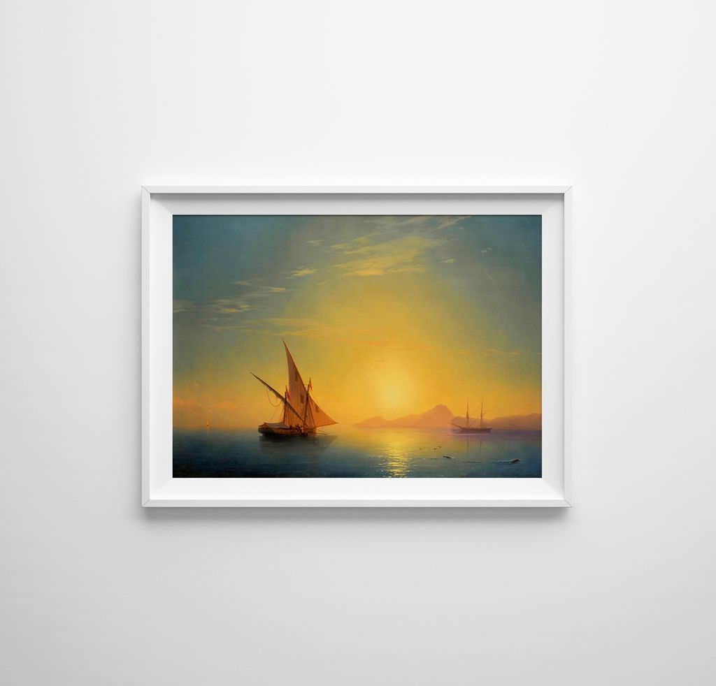 Poster - Canvas - Leinwand - 59,4 cm x 42 cm - Sonnenuntergang über Ischia