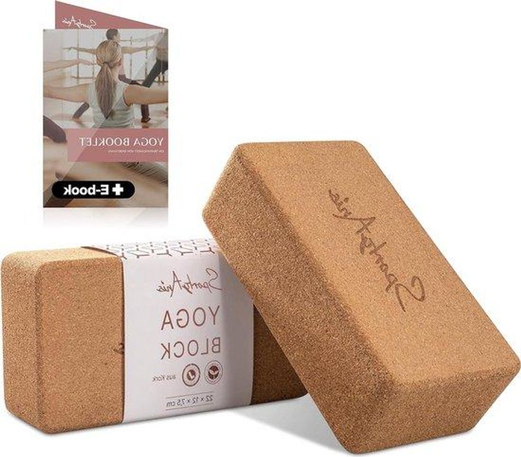 Naturkork-Yoga-Block-Satz für eine sichere Übung in Yoga und Pilates - slipresistent und nachhaltig
