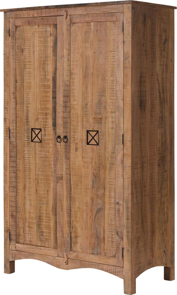 MASSIVMOEBEL24 Kleiderschrank Akazie 118x60x198 natur versiegelt NATURE OF SPIRIT #242