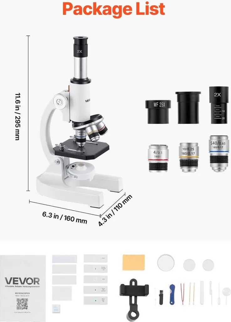 Microscope monoculaire 40-2000X à double éclairage LED haute puissance - 7