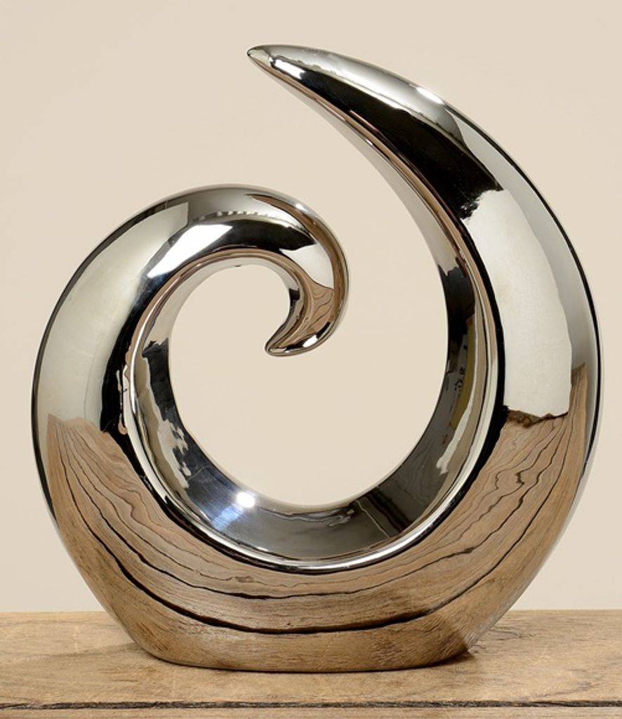 2 moderne Deko Skulpturen Keramik Design Figur weiß 16cm abstrakt Objekt 