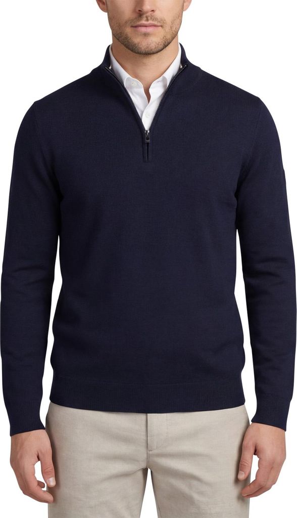 Boss Black Pullover schwarz mit halbem Reißverschluss