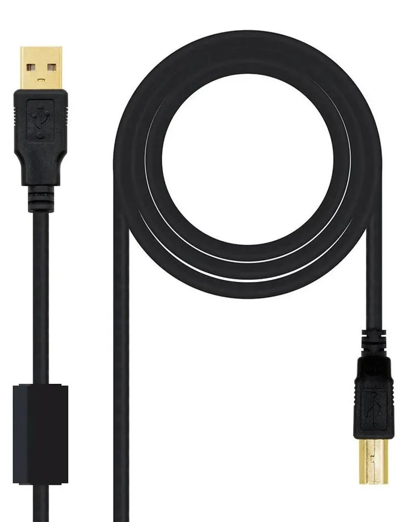 Câble Imprimante USB A vers B NANOCABLE 10.01.120 Noir Robuste
