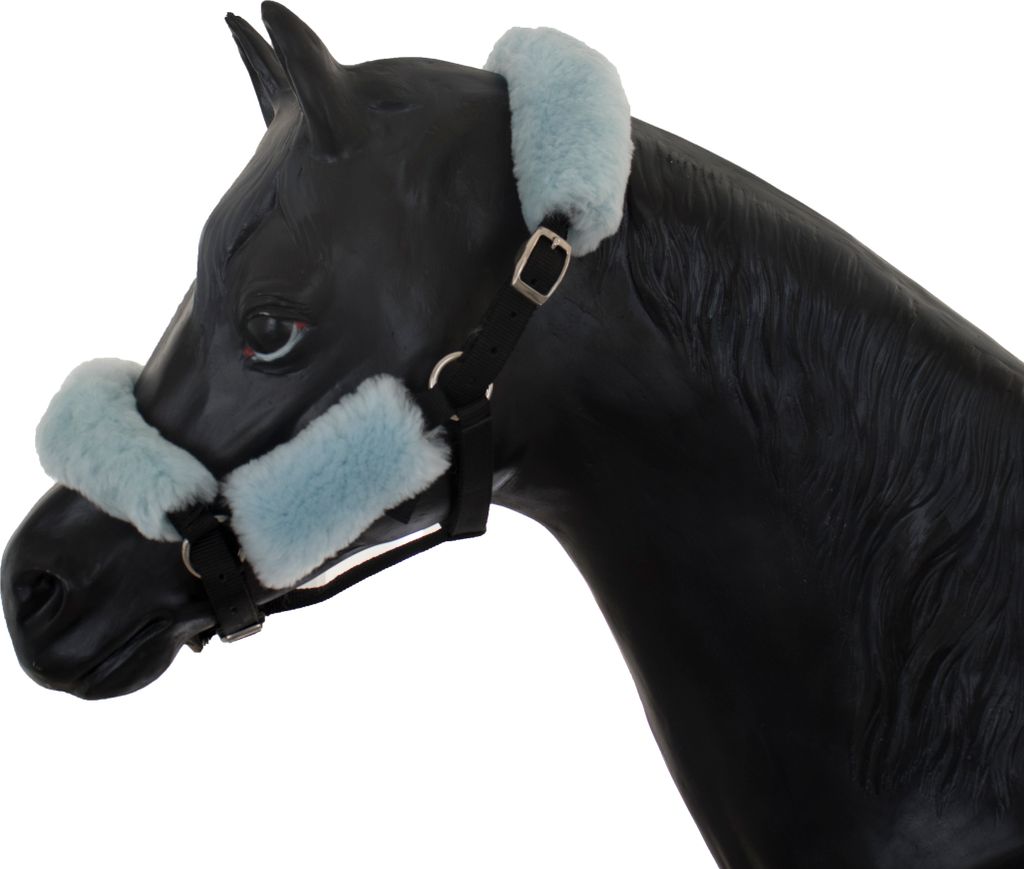 Engel Reitsport SET4 Lammfell Halfter Schoner - Genick, Nasen und Backenschoner Hellblau