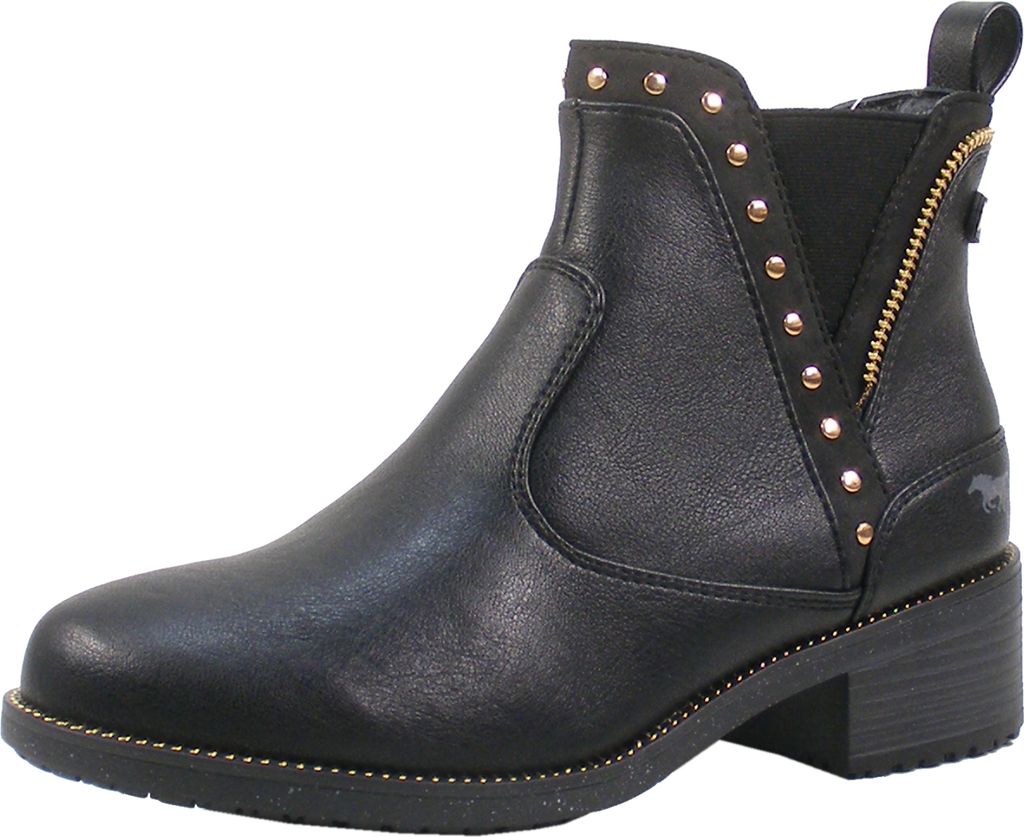 Mustang Damen Schuhe Stiefelette Boots Blockabsatz 1402-503, Größe:38 EU, Farbe:Schwarz