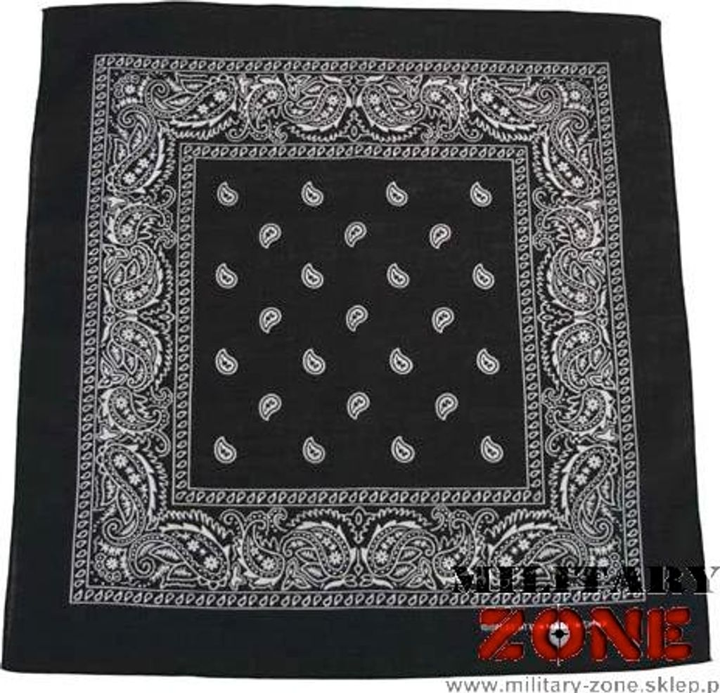 Bandana MFH, czarno-biała, ok. 55 x 55 cm, bawełna Zdjęcie produktu 
