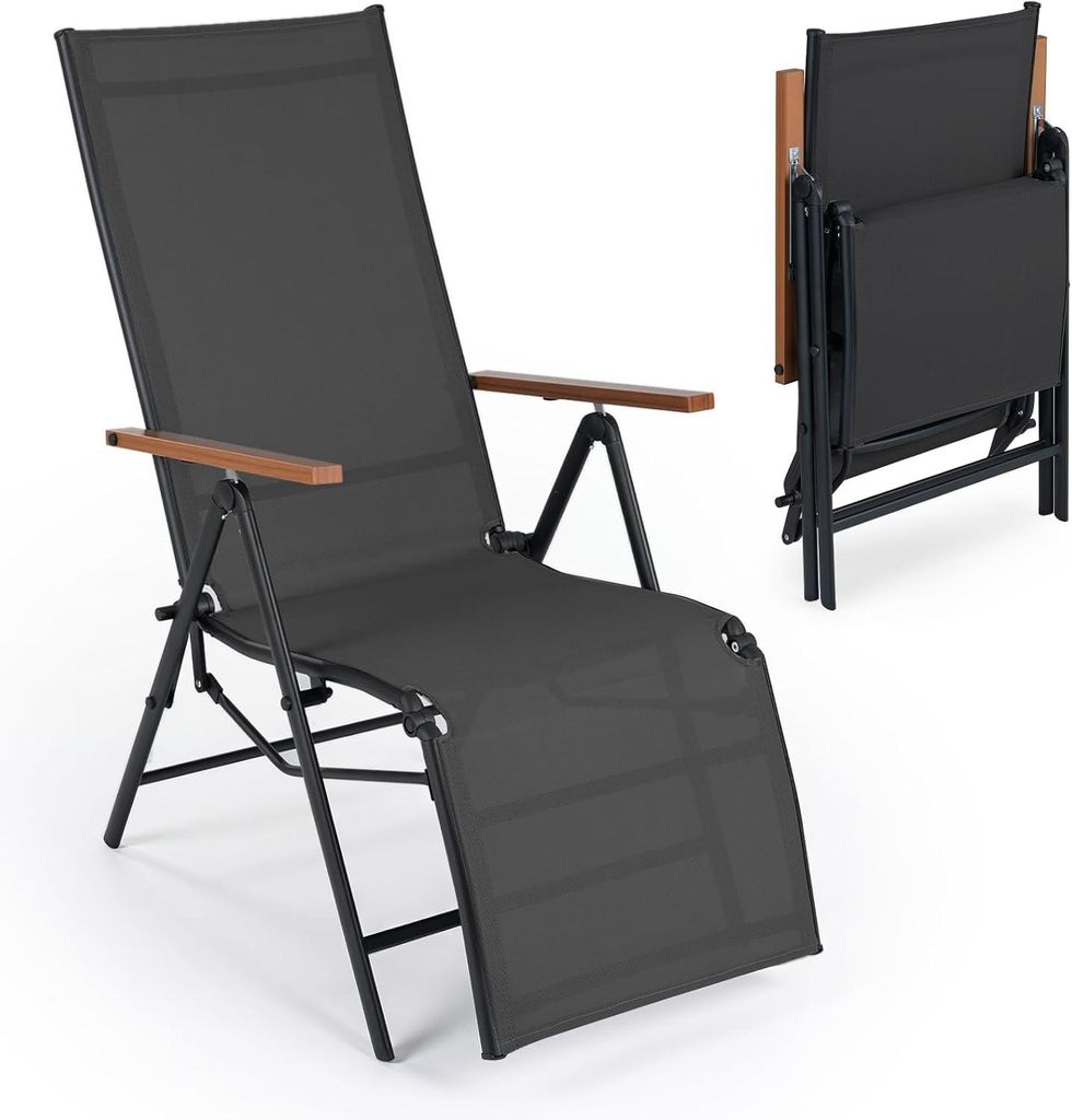 COSTWAY - 1 transat pliable, chaise longue avec dossier Image du produit 
