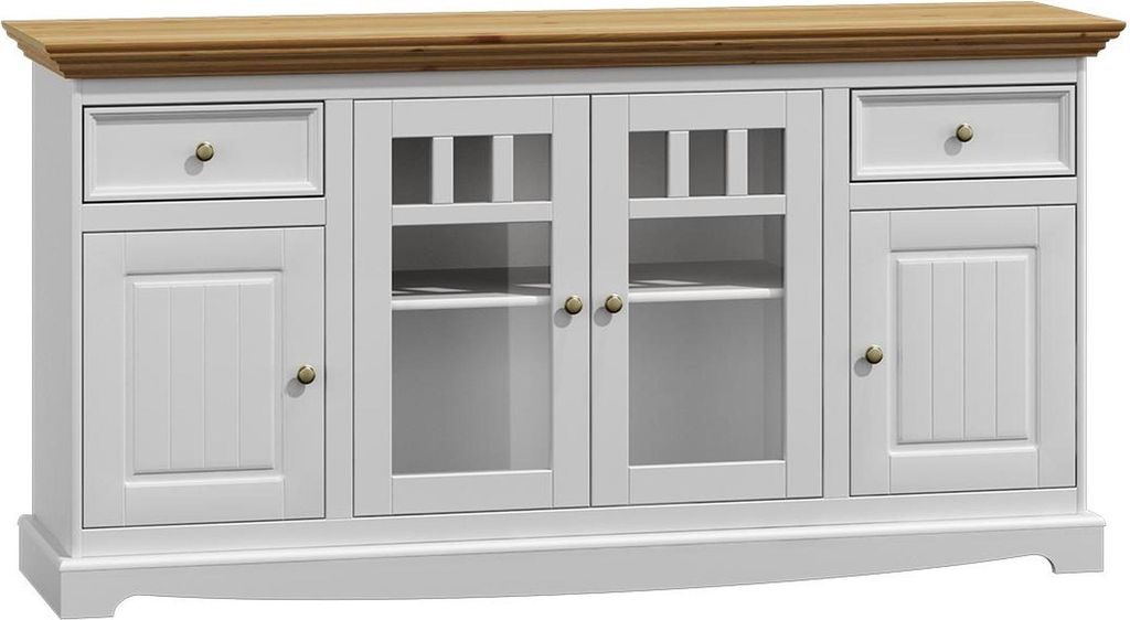 Vitrinenschrank Küchenbüfett Landhaus Regal Anrichte Schrank Buffet Vitrine neu