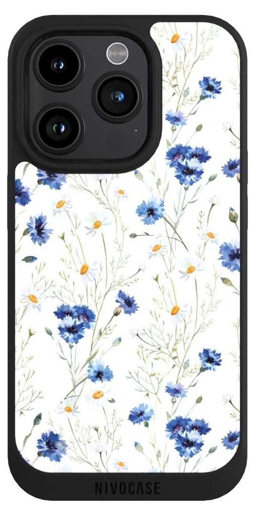 NIVOCASE Handyhülle für Apple iPhone 15 Pro Hülle NIVOpure Case Schwarz Blume Blumen Muster