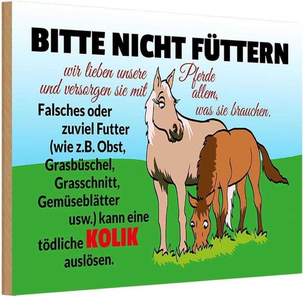 vianmo Holzschild 20x30 cm bitte nicht füttern Pferd Kolik
