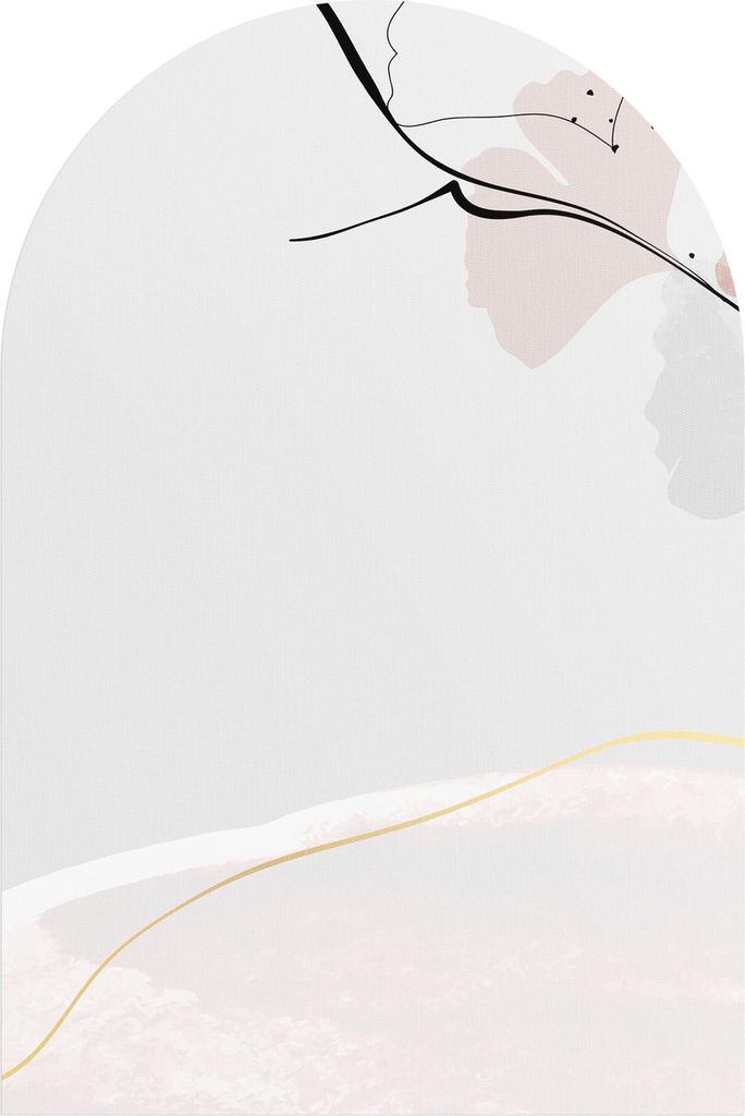 DEQORI Fototapete Rundbogen 100x150 cm 'Dekorativer Gingko-Banner' Wand Tapete Sticker