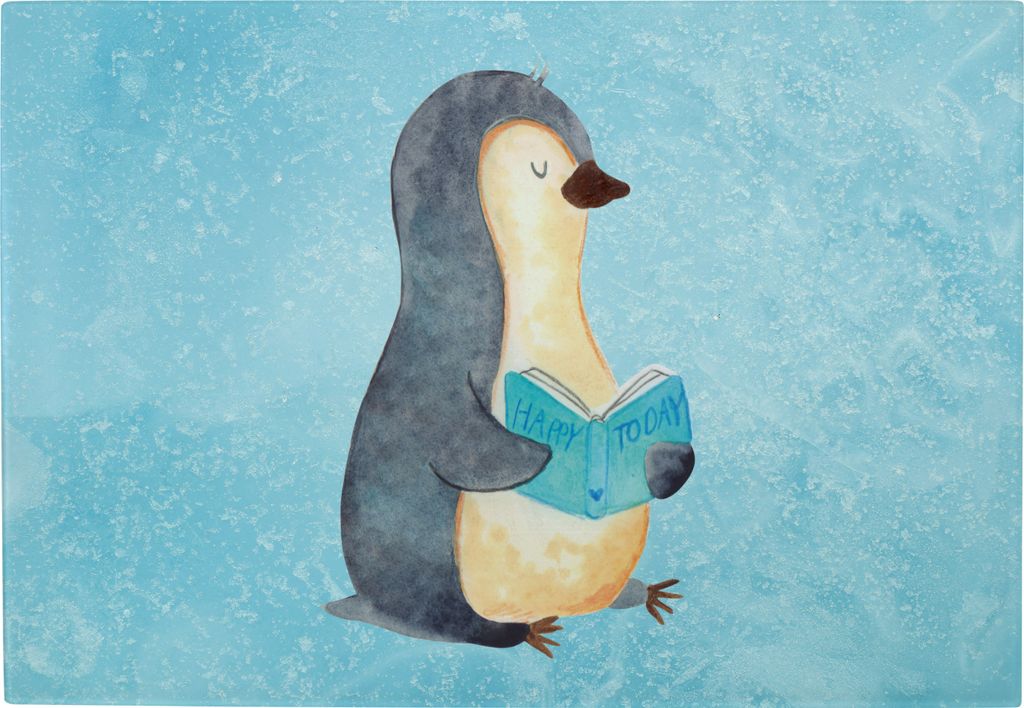 Mr. & Mrs. Panda schneidbrett Pinguin Buch - Eisblau - Geschenk, Frühstücksbrett, Nichtstun, Lesen, Urlaub, vesperbrett, Schneidebrett Glas, Ausr...