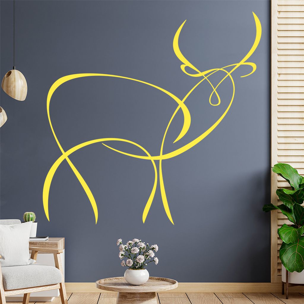 Antilope Linien - Hirsch Wandtattoo in 6 Größen - Wandaufkleber Wall Sticker - Dekoration, Küche, Wohnzimmer, Schlafzimmer, Badezimmer