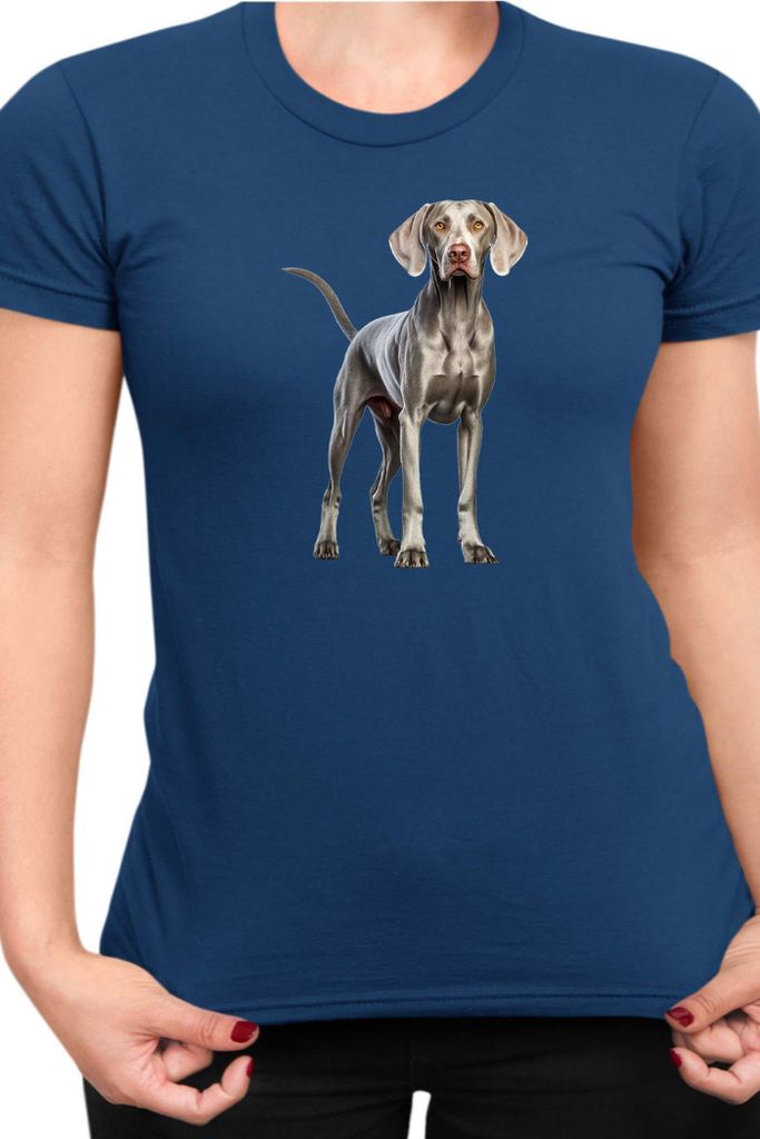 Damen T-Shirt Dogs Breeds Weimaraner Dog Breed 005, Lady 2XL / Dunkelblau